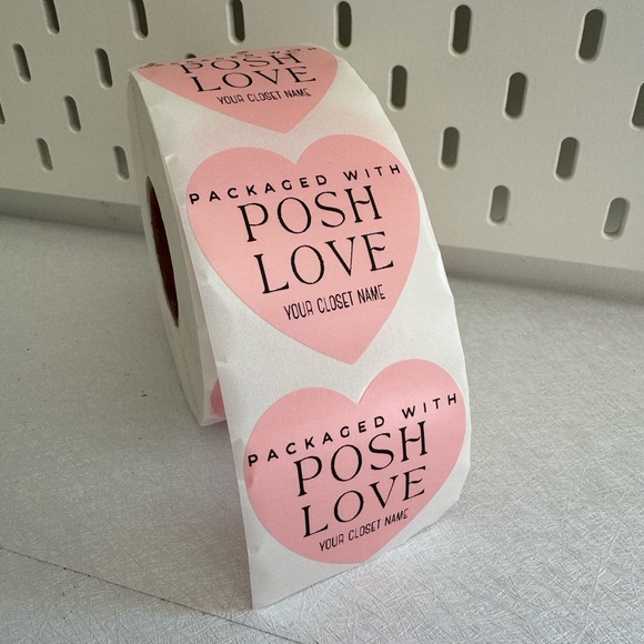 Custom Heart Stickers Labels - packed with posh love custom poshmark name  new - Picture 8 of 11
